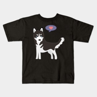 Black Husky Love Kids T-Shirt